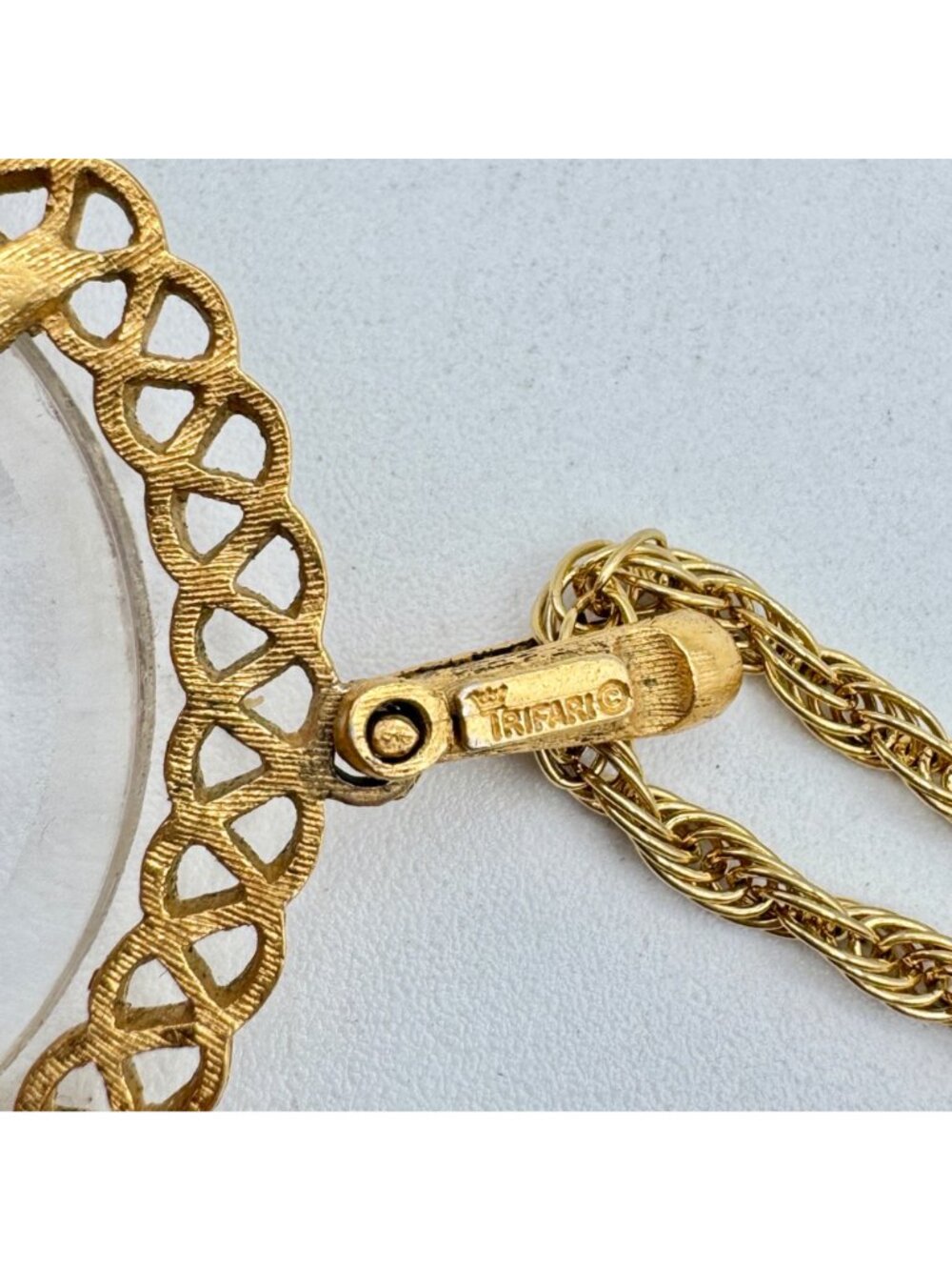 Vintage Trifari Zodiac Pendant Virgo Intaglio Vermeil 24” 925 Chain September - Picture 12 of 14